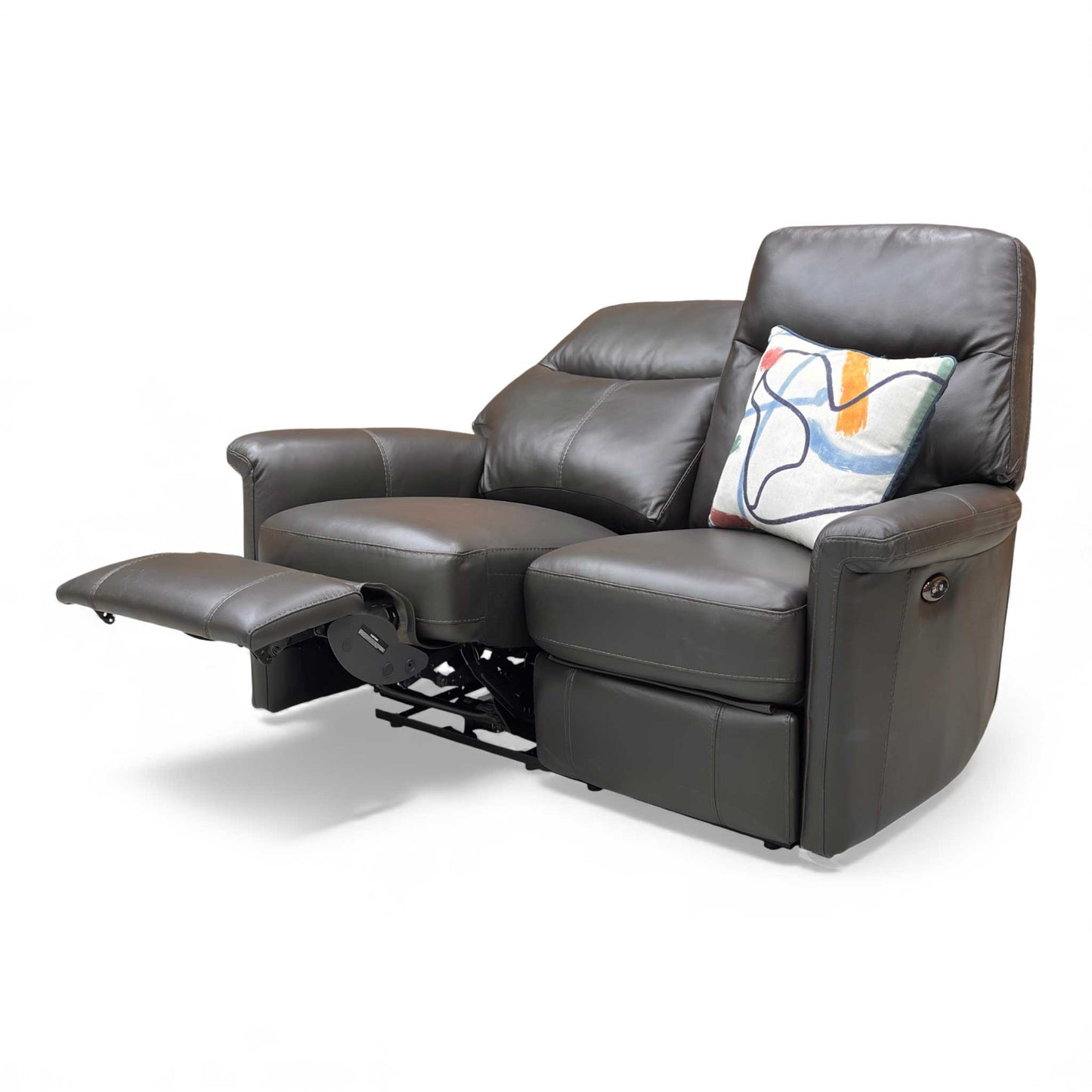 View of the Lille Power Recliner Sofa with the footrest extended for maximum relaxation.