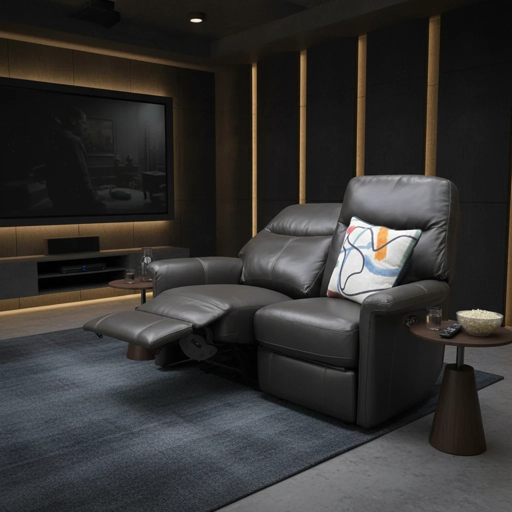 View of the Lille Power Recliner Sofa with the footrest extended for maximum relaxation.