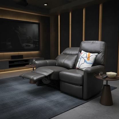 View of the Lille Power Recliner Sofa with the footrest extended for maximum relaxation.
