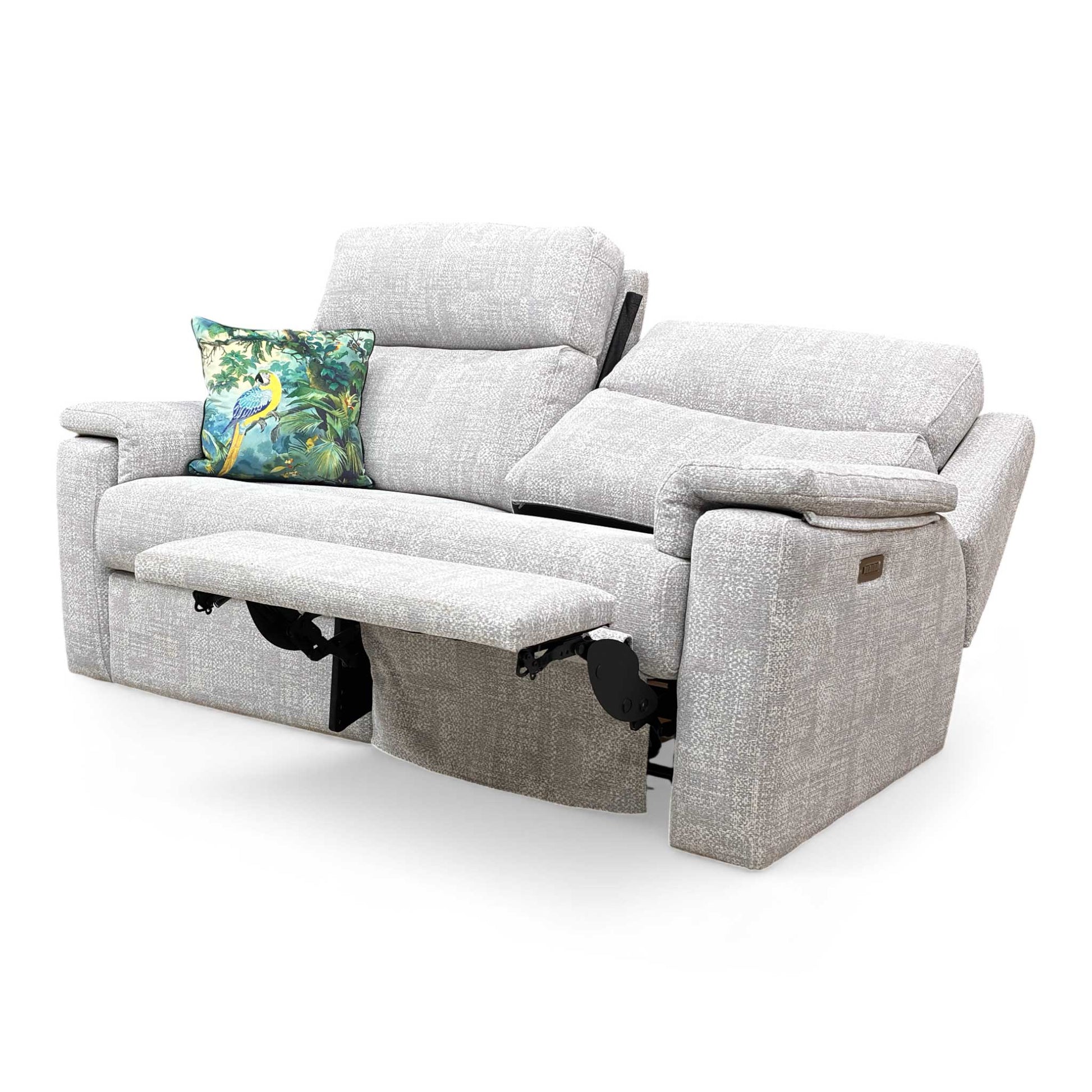 The 3-seater sofa with the end seats fully reclined.