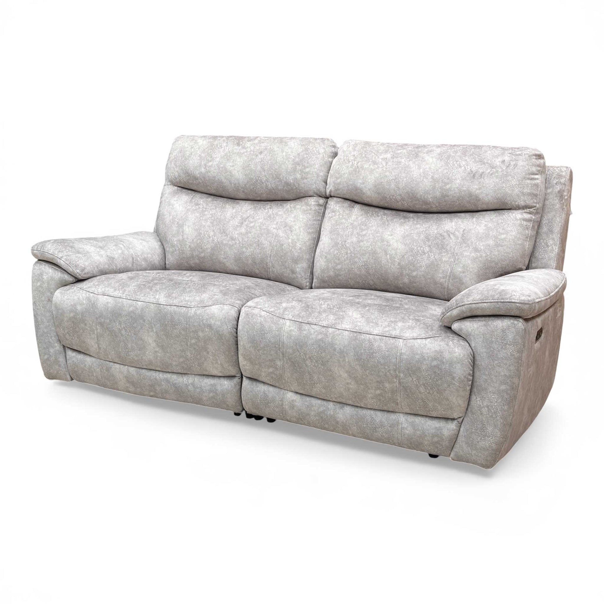Angled view of the 'Sloane' 3 Seater Power Recliner Sofa, showcasing the back and side profile.
