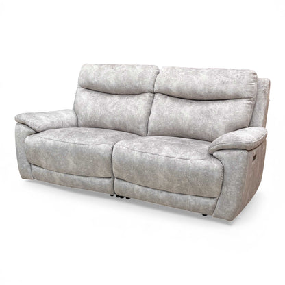 Angled view of the 'Sloane' 3 Seater Power Recliner Sofa, showcasing the back and side profile.