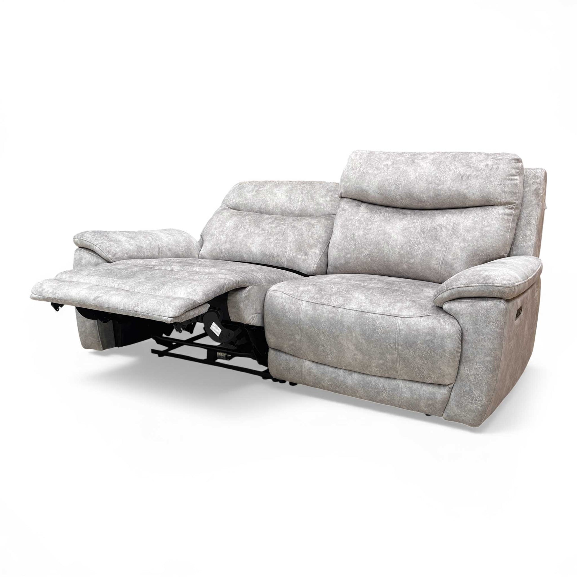 Angled view of the 'Sloane' 3 Seater Power Recliner Sofa, showcasing the back and side profile.