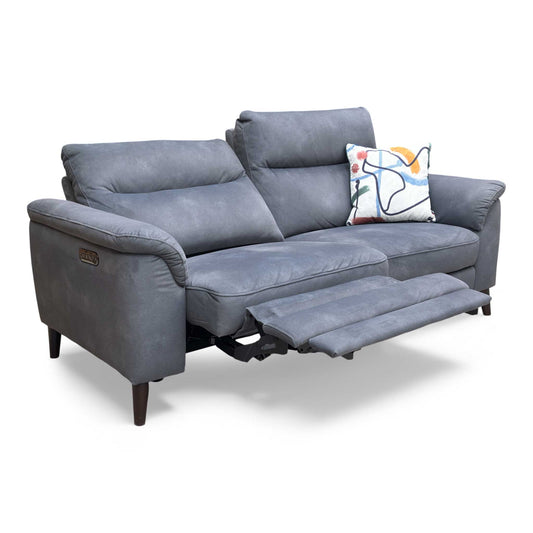 Full frontal view of the 3-seater power recliner sofa in velvet.