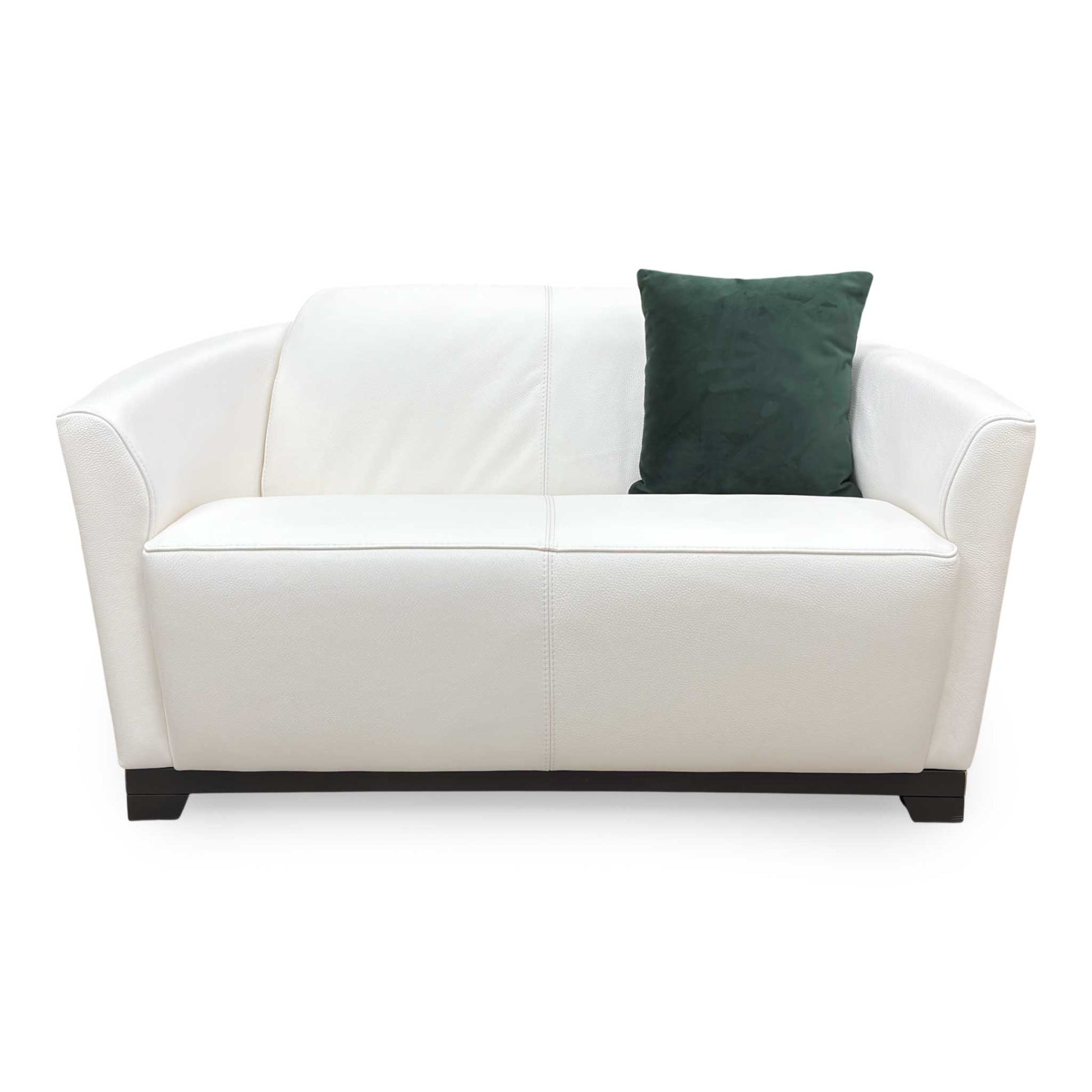 Full front view of the Nicoletti 'Ketty' 2-seater sofa in Bianco Ottico white leather, showcasing its modern Italian design.