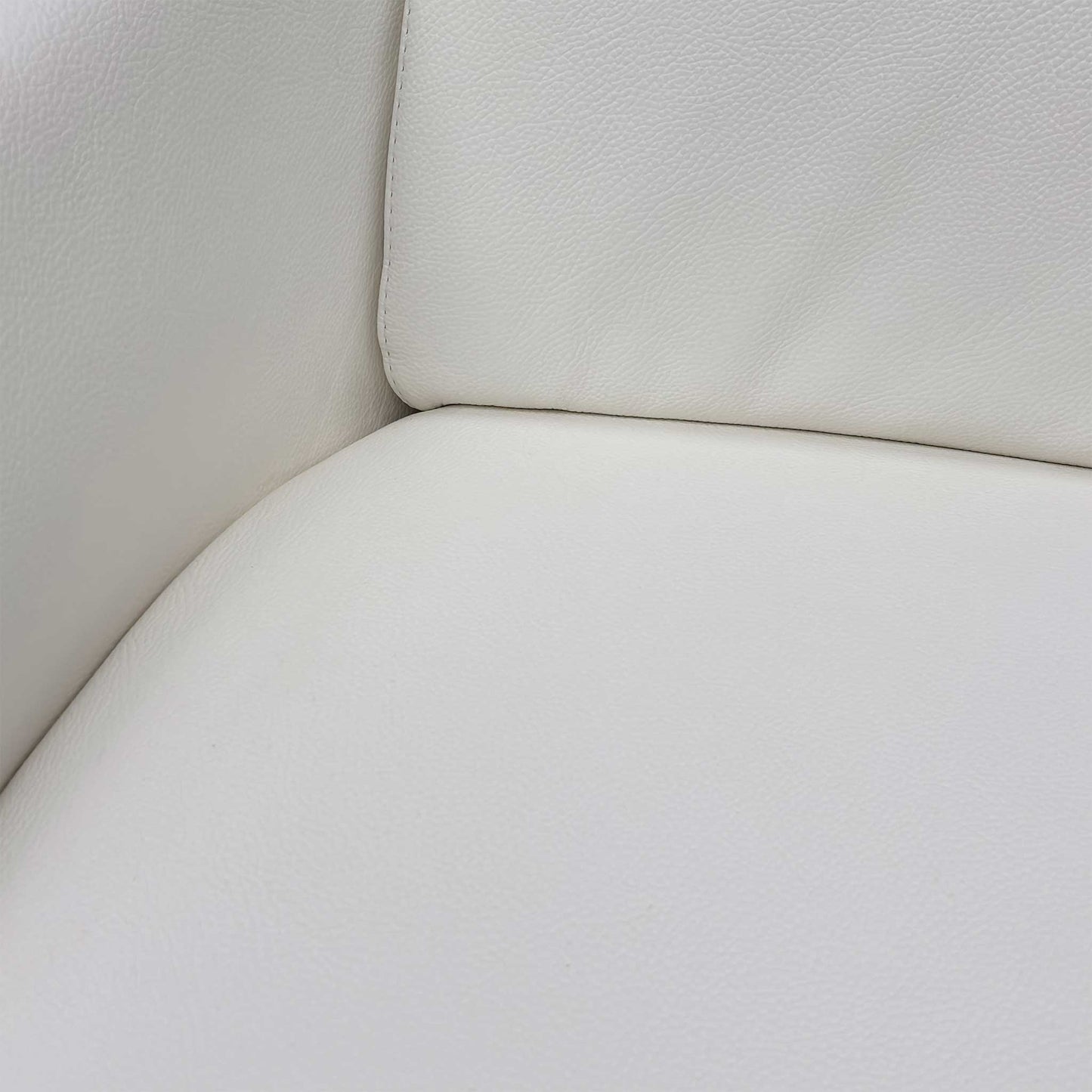 Close-up of the Torello Bianco Ottico white leather, showing the high-quality finish and durable grain.