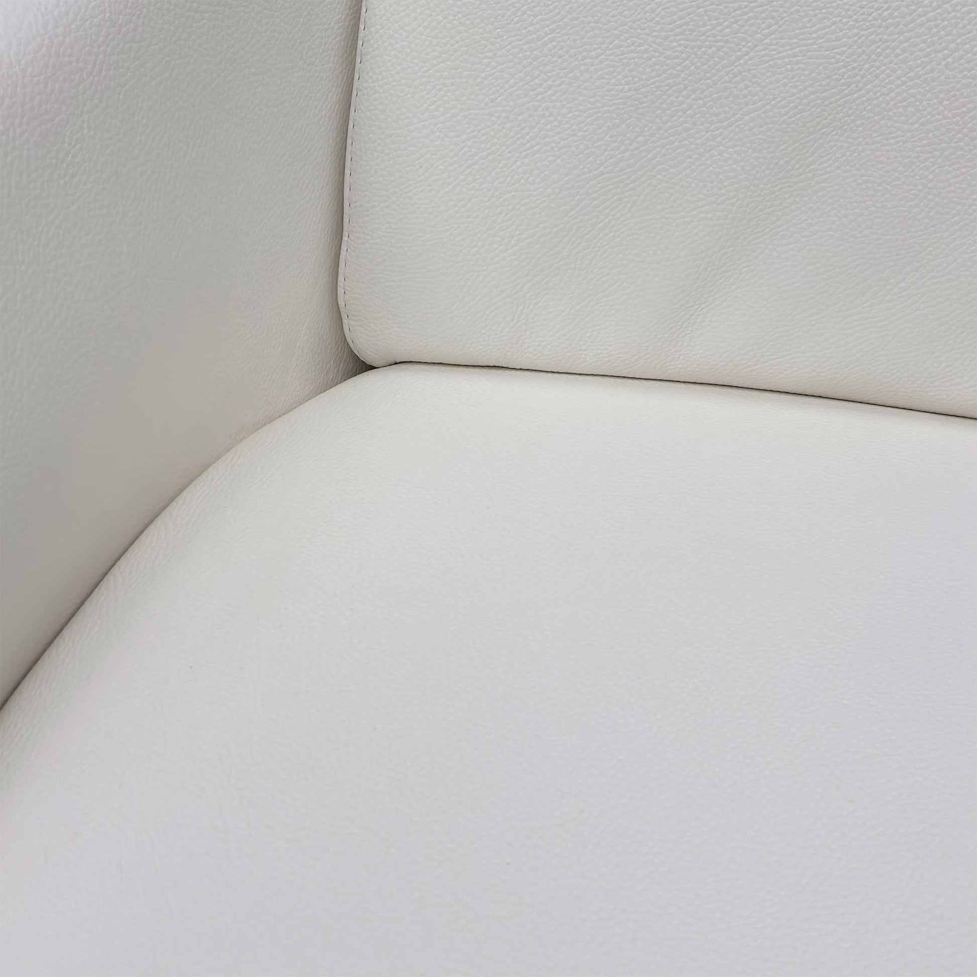 Close-up of the Torello Bianco Ottico white leather, showing the high-quality finish and durable grain.