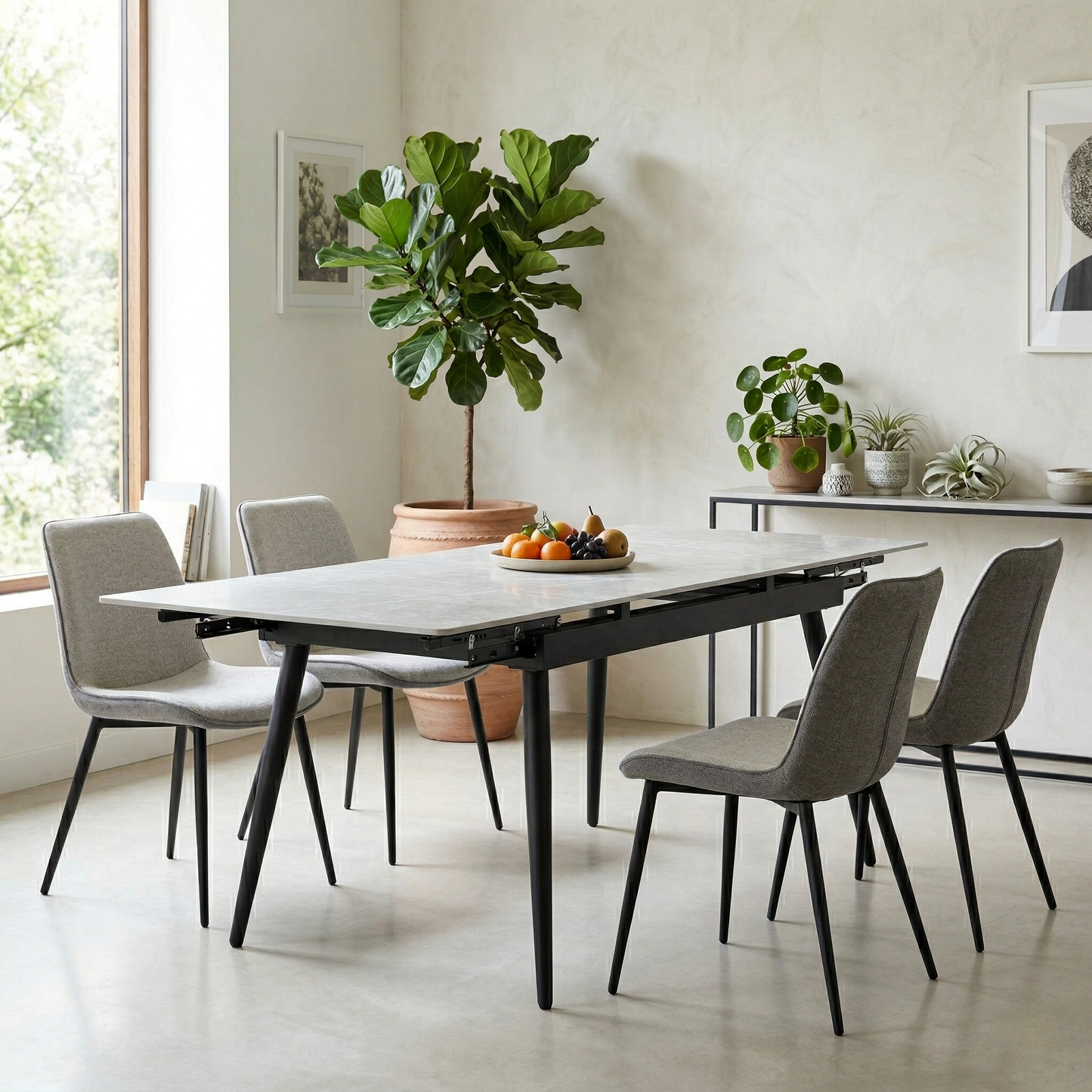‘Mason’ Grey Ceramic Top 120cm Extending Dining Table