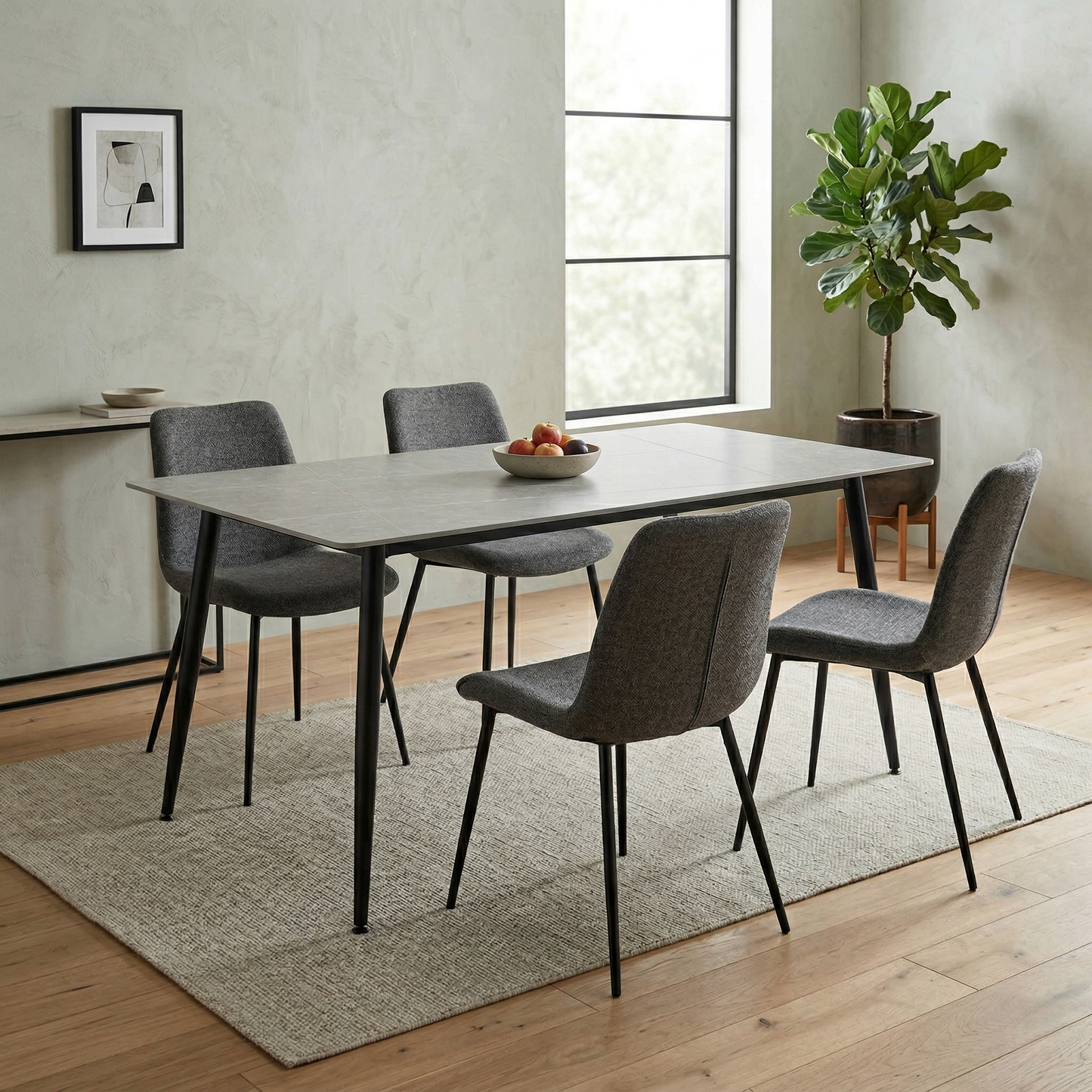 ‘Mason' Grey Ceramic Top 160cm Fixed Dining Table