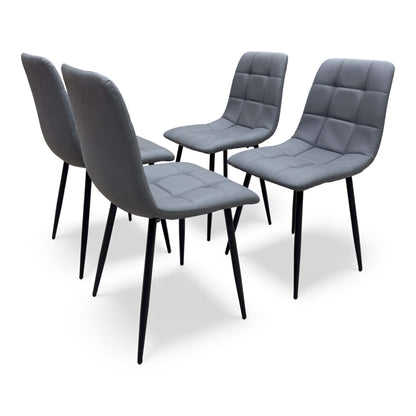 'Maya' Grey Faux Leather Fixed Dining Chair - Set of 4