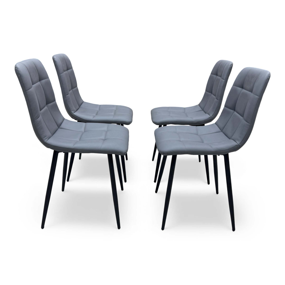 'Maya' Grey Faux Leather Fixed Dining Chair - Set of 4