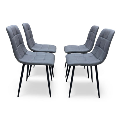 'Maya' Grey Faux Leather Fixed Dining Chair - Set of 4