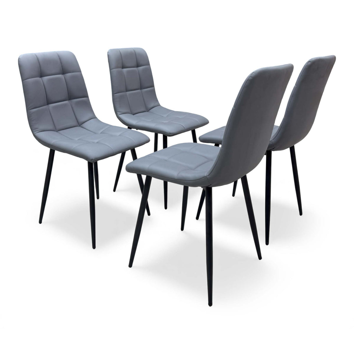 'Maya' Grey Faux Leather Fixed Dining Chair - Set of 4