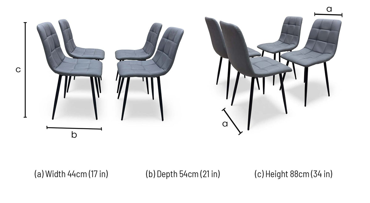 'Maya' Grey Faux Leather Fixed Dining Chair - Set of 4