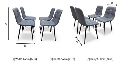 'Maya' Grey Faux Leather Fixed Dining Chair - Set of 4