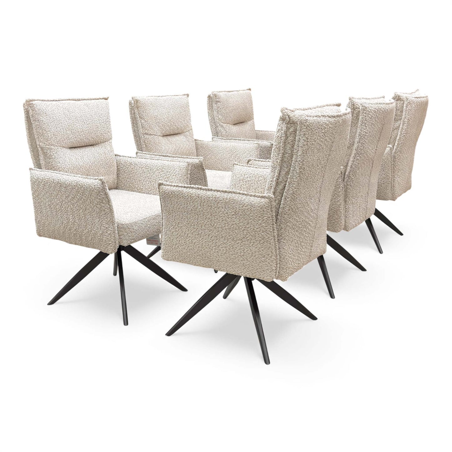 Full view of the dining chair in a room setting, showing the back and seat.