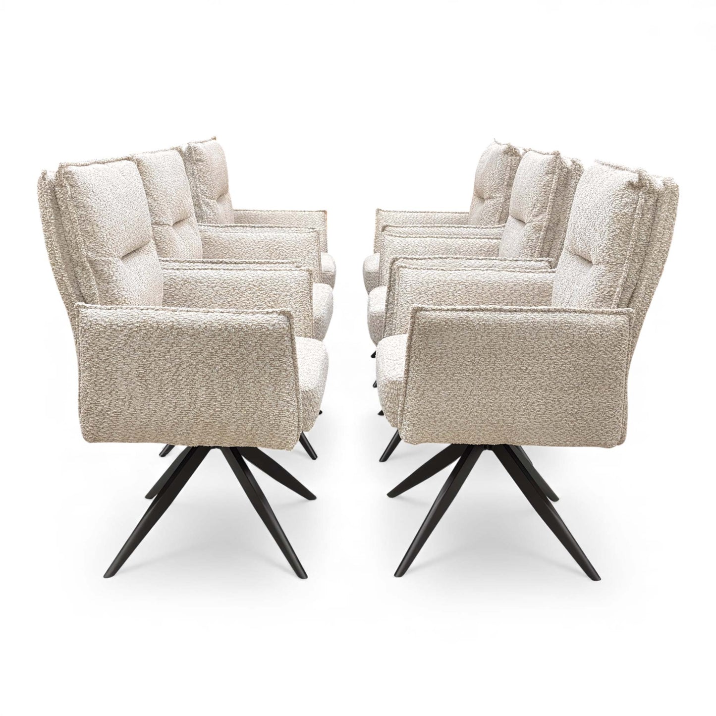 Full view of the dining chair in a room setting, showing the back and seat.