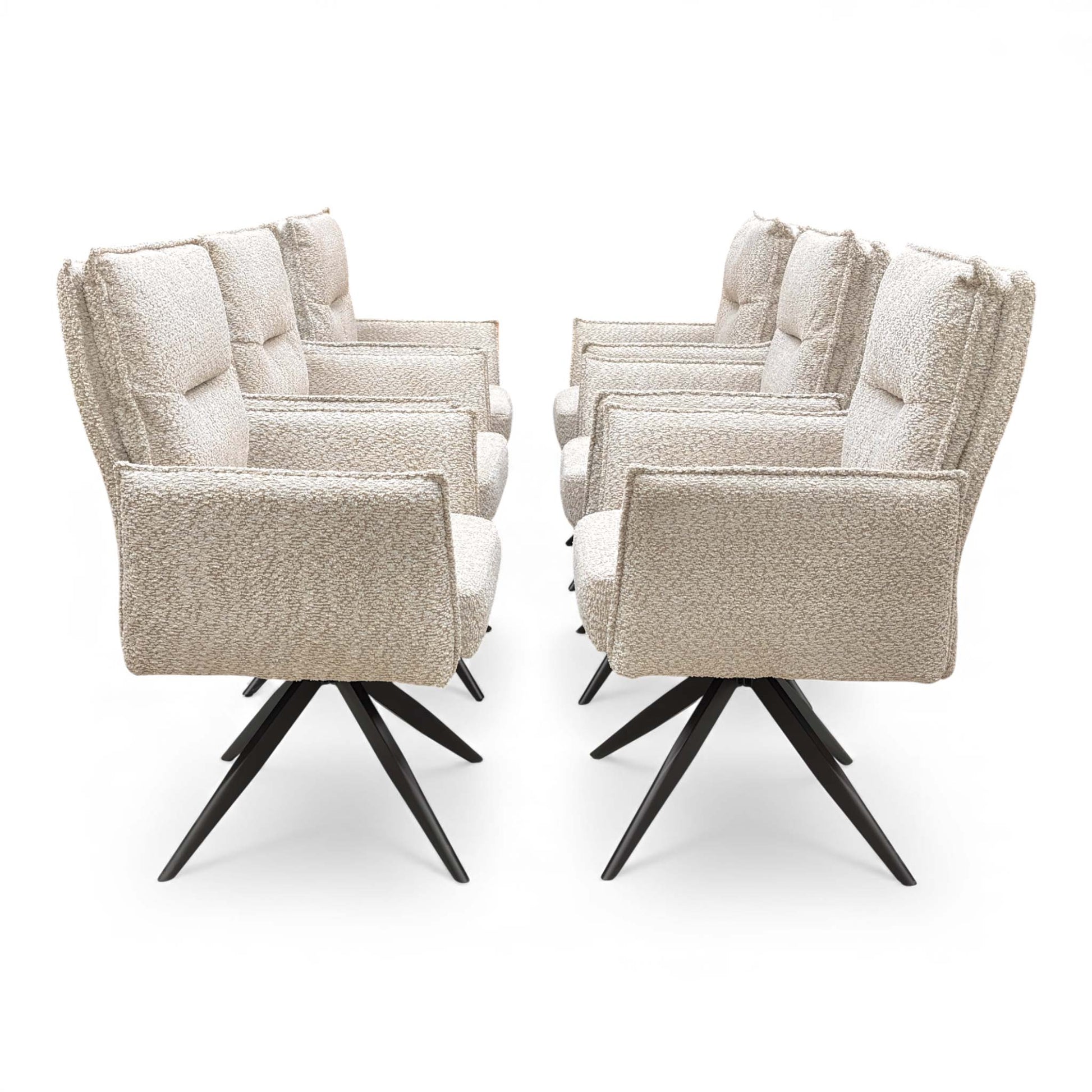 Full view of the dining chair in a room setting, showing the back and seat.