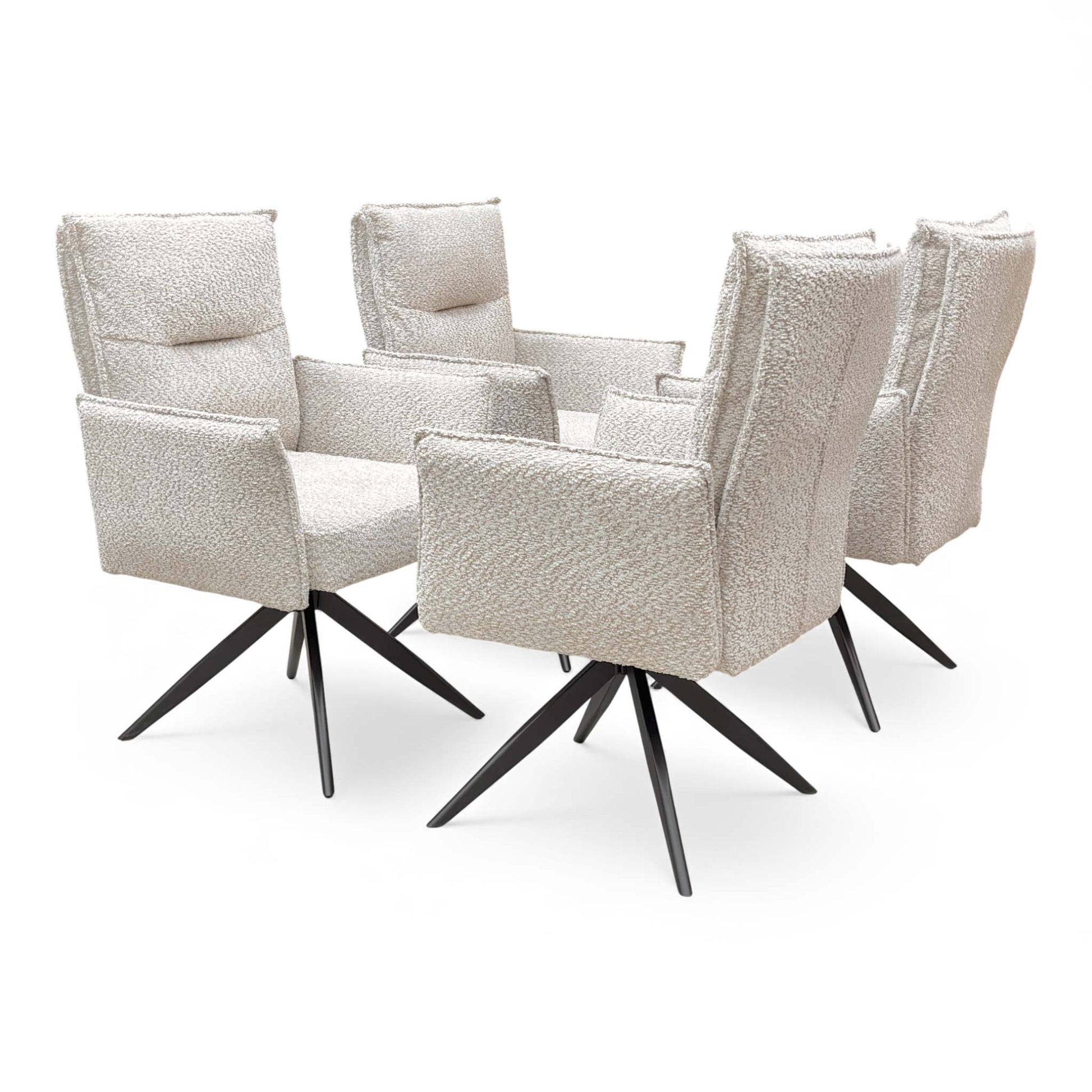 The ‘Sarah’ Swivel Dining Chair in Natural Mink Textured Chenille Effect, showcasing the full design.