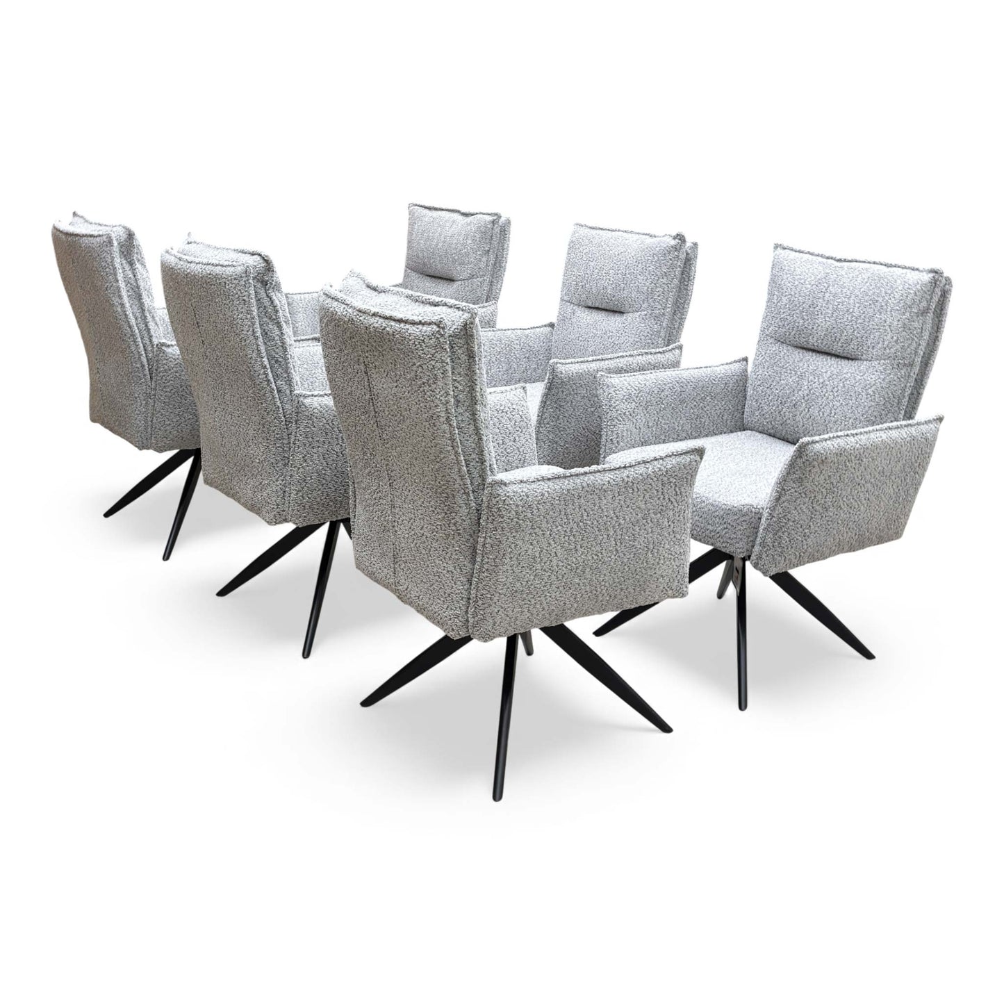 Rear view of the ‘Sarah’ dining chair, showing the upholstered back.