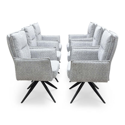 Side view of the ‘Sarah’ chair, highlighting the back height of 94 cm.