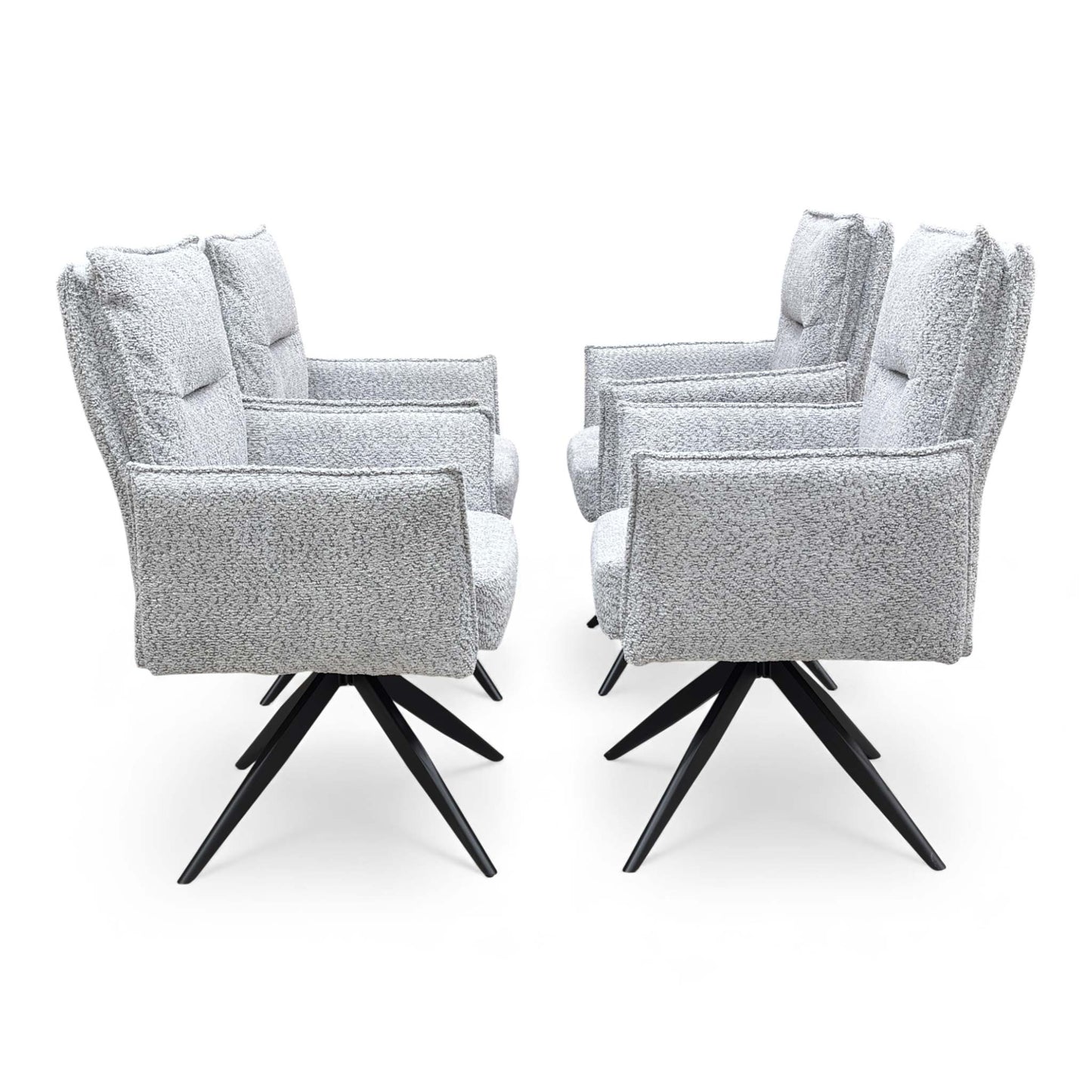 Side view of the ‘Sarah’ chair, highlighting the back height of 94 cm.