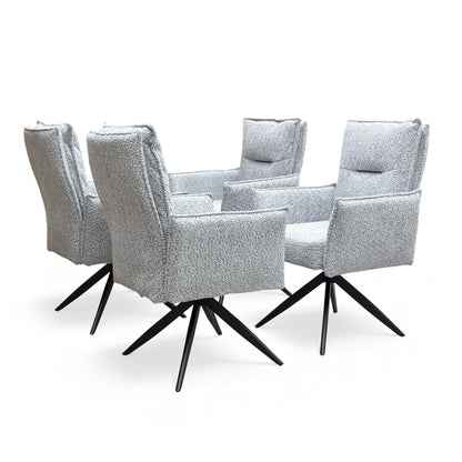 Rear view of the ‘Sarah’ dining chair, showing the upholstered back.