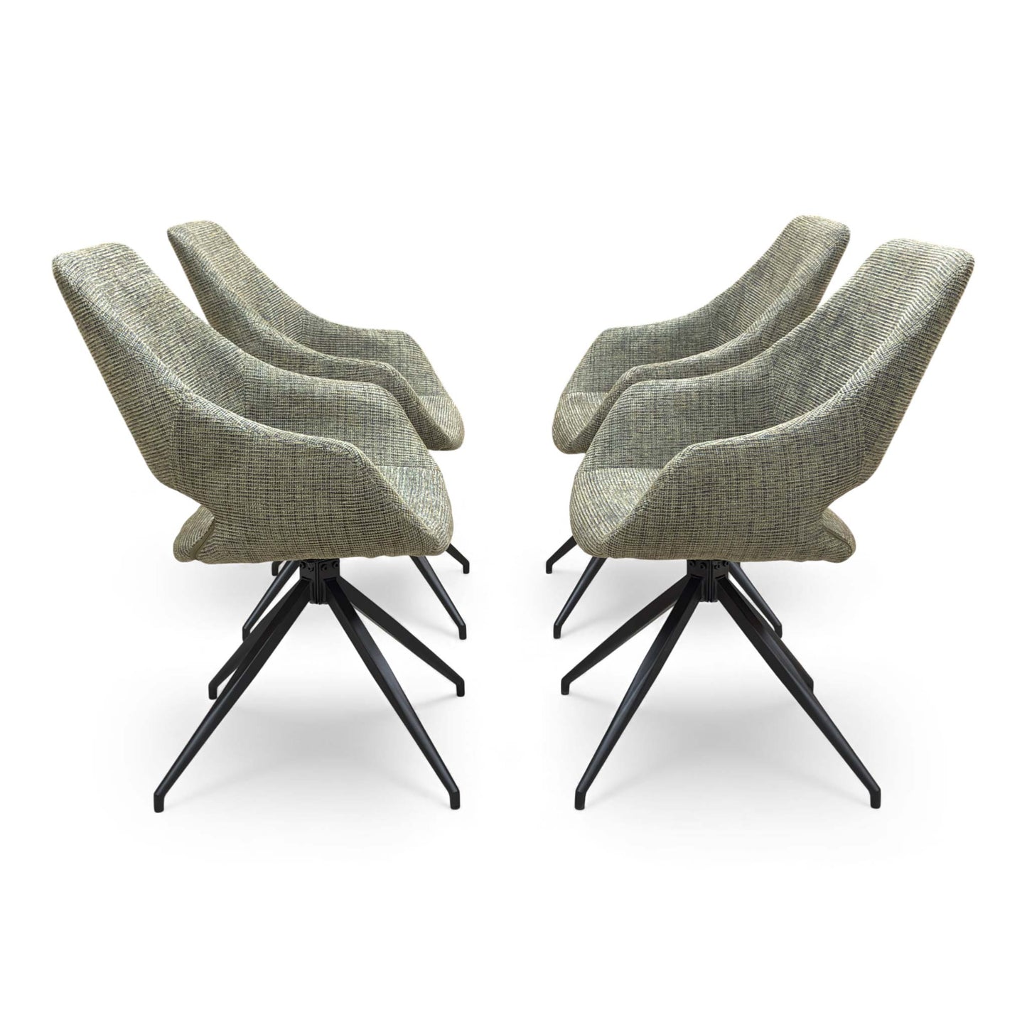Side view of the ‘Charlotte’ chair, highlighting the high back and 60 cm depth.