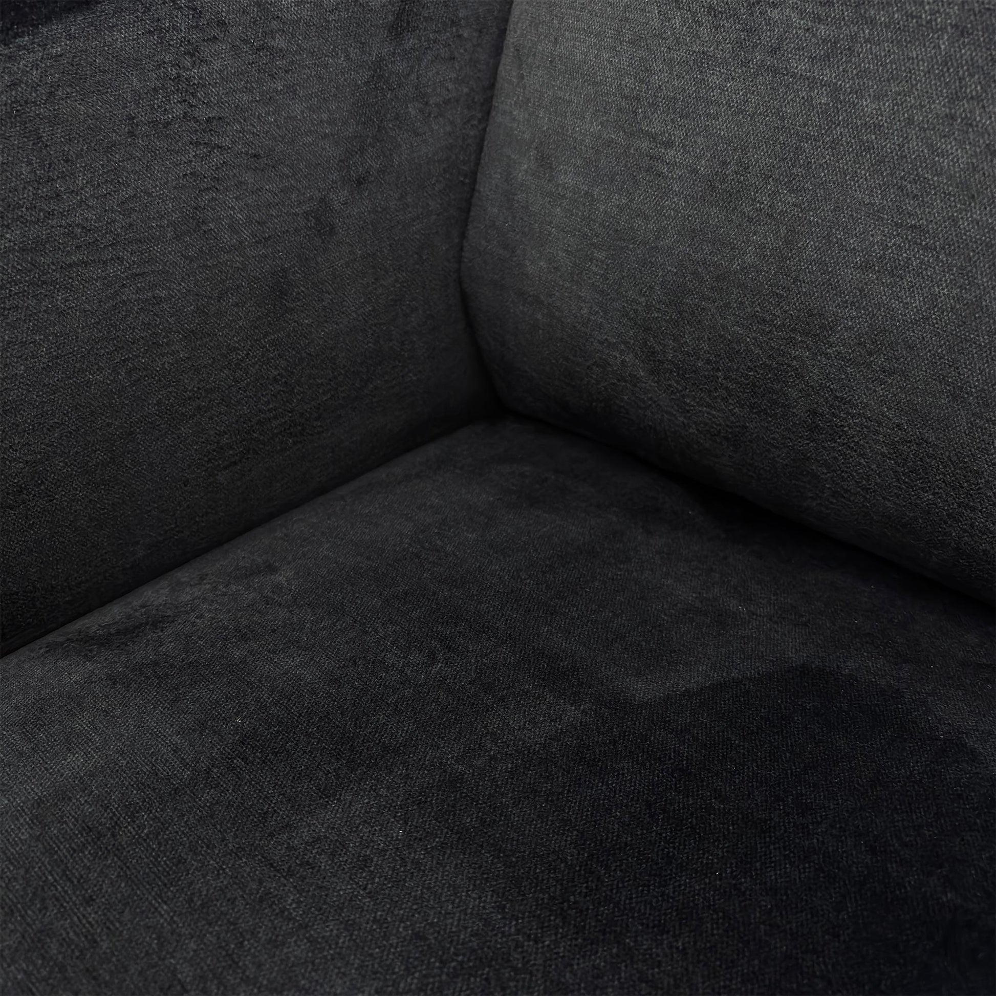 Close-up of the Black Vogue Italian Velvet texture and stitching.