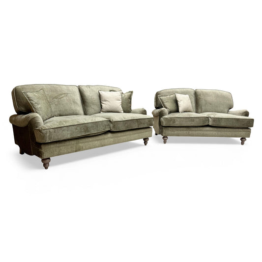 'Paddington' Olive Green Vogue Velvet 3 + 2 Seater Sofa Set