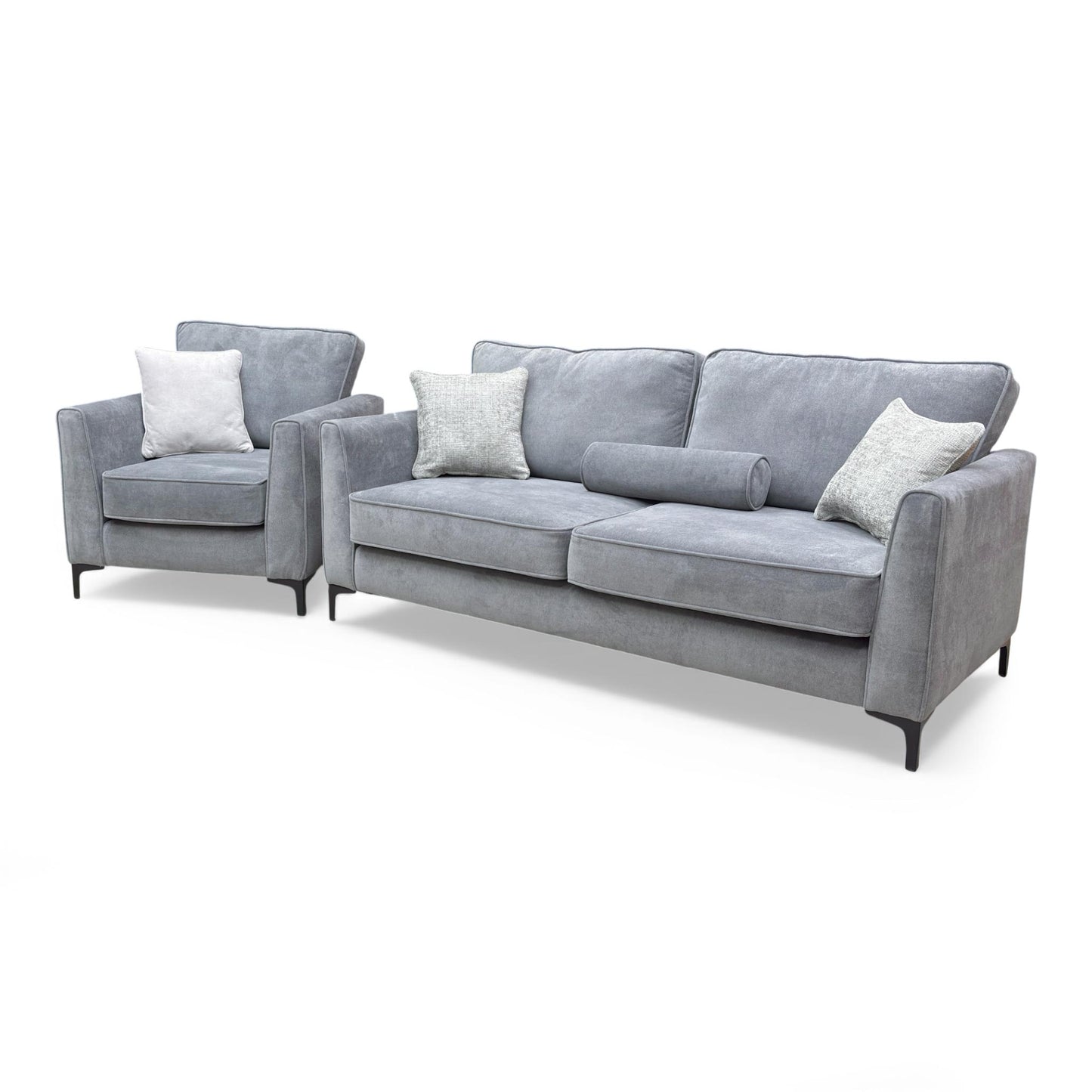 Angled side view of the 'Smith' 3 Seater Sofa and Armchair.