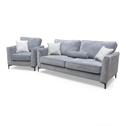 Angled side view of the 'Smith' 3 Seater Sofa and Armchair.