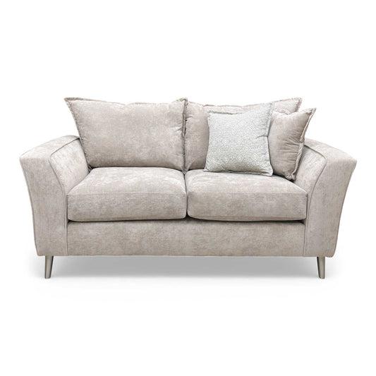 Full frontal view of the 'Dustin' Kingston Mink Formal Back 2 Seater Sofa.