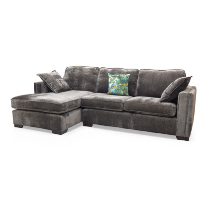 Full frontal view of the 'Chelsea' Left Hand Facing Open End Chaise Corner Sofa in Moleskin Brown Chenille.