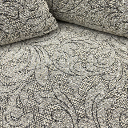 Close-up of the oatmeal patterned woven fabric texture.