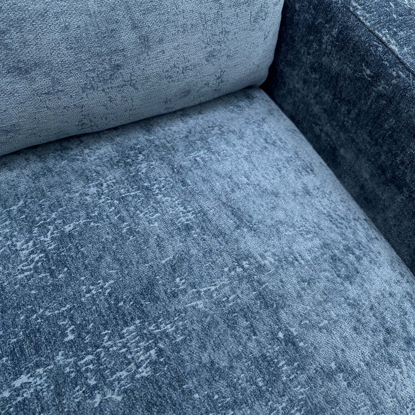 Close-up texture shot of the Marine Blue Meridian Chenille Fabric upholstery.