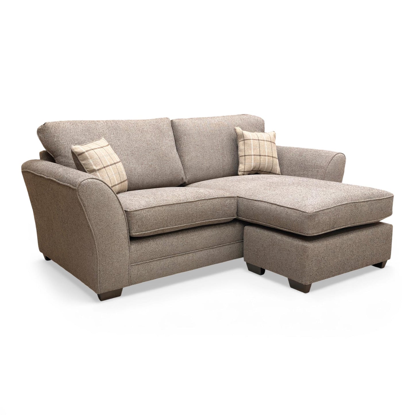 Full view of the ‘Amelia’ Sultan Brown Reversible Chaise Sofa.