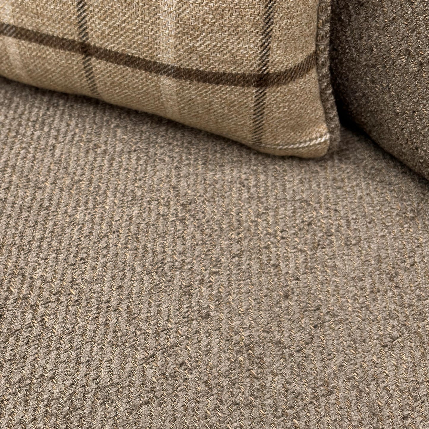 Close-up texture shot of the Sultan Brown woven fabric.