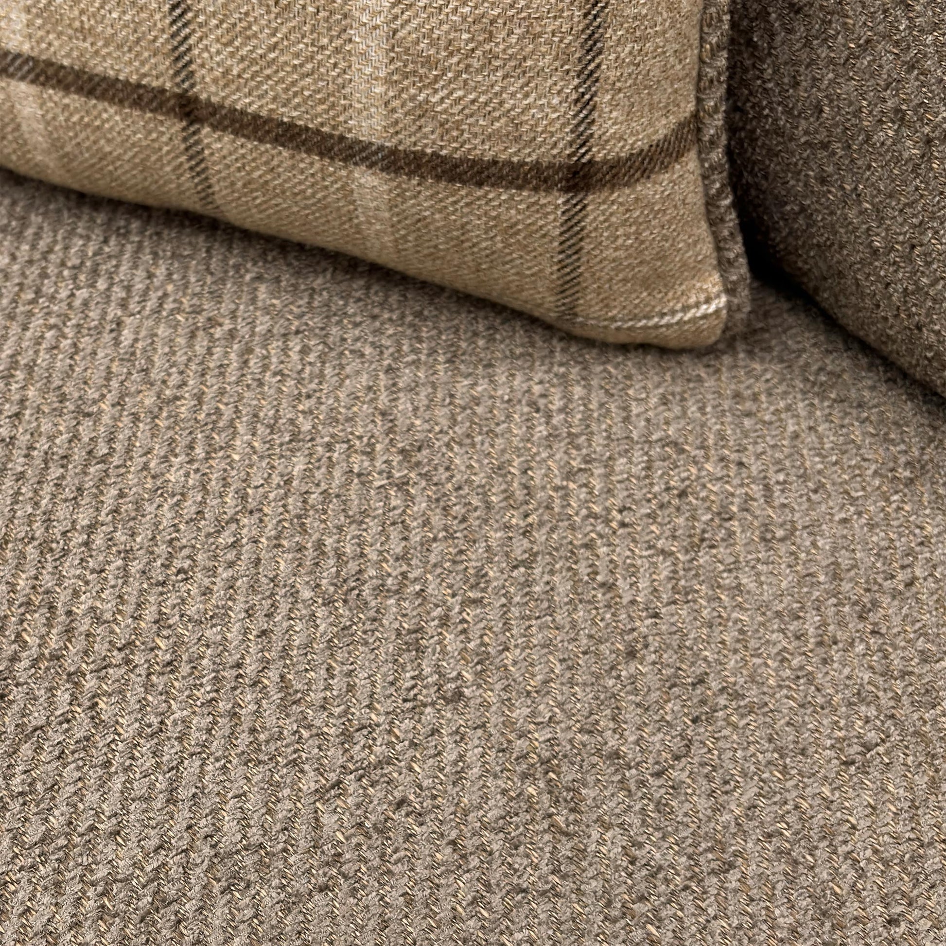 Close-up texture shot of the Sultan Brown woven fabric.