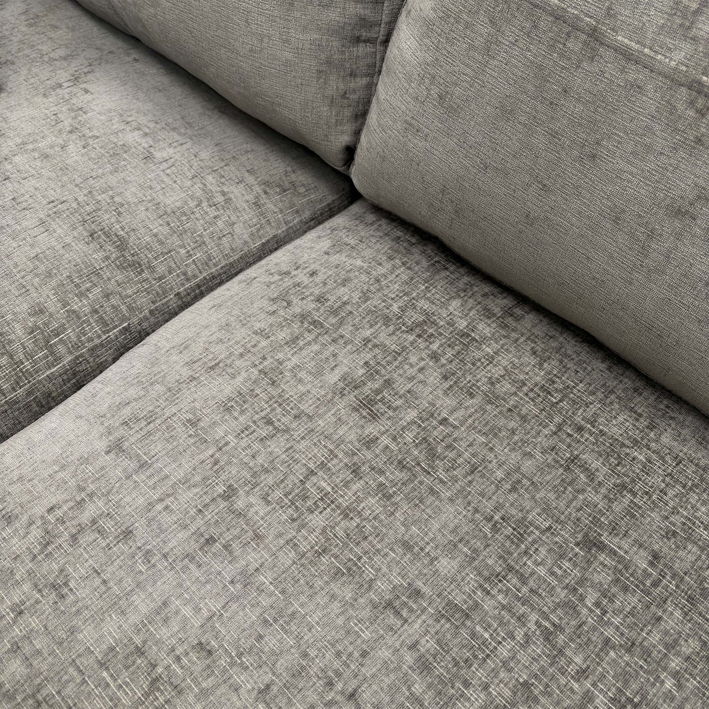 Close-up texture shot of the Kingston Grey Chenille Fabric upholstery.