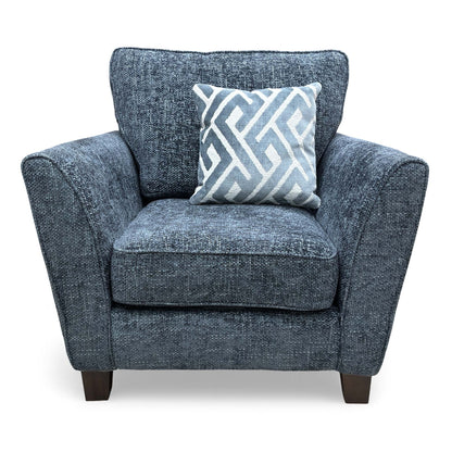 Full frontal view of the ‘Tabitha’ Navy Blue Woven Fabric Chair.