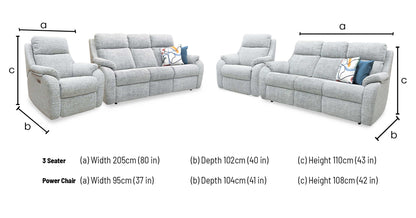 G Plan ‘Kingsbury' B102 Shore Oatmeal Woven Fabric 3 Seater + Power Recliner Armchair Sofa Set Furniture Village