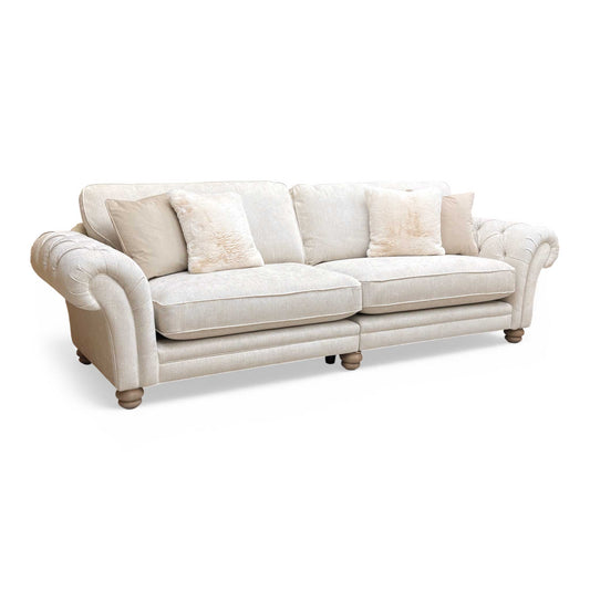 Full view of the ‘Cotswold’ Darwin Ivory Classic Back Grand Split Frame Sofa.