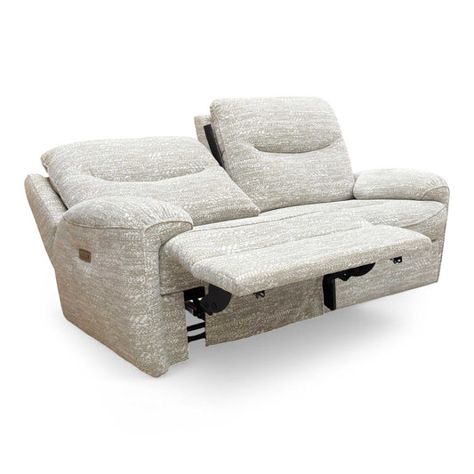 Full view of the G Plan ‘Amesbury’ Maddox Olive 3 Seater Power Recliner Sofa.