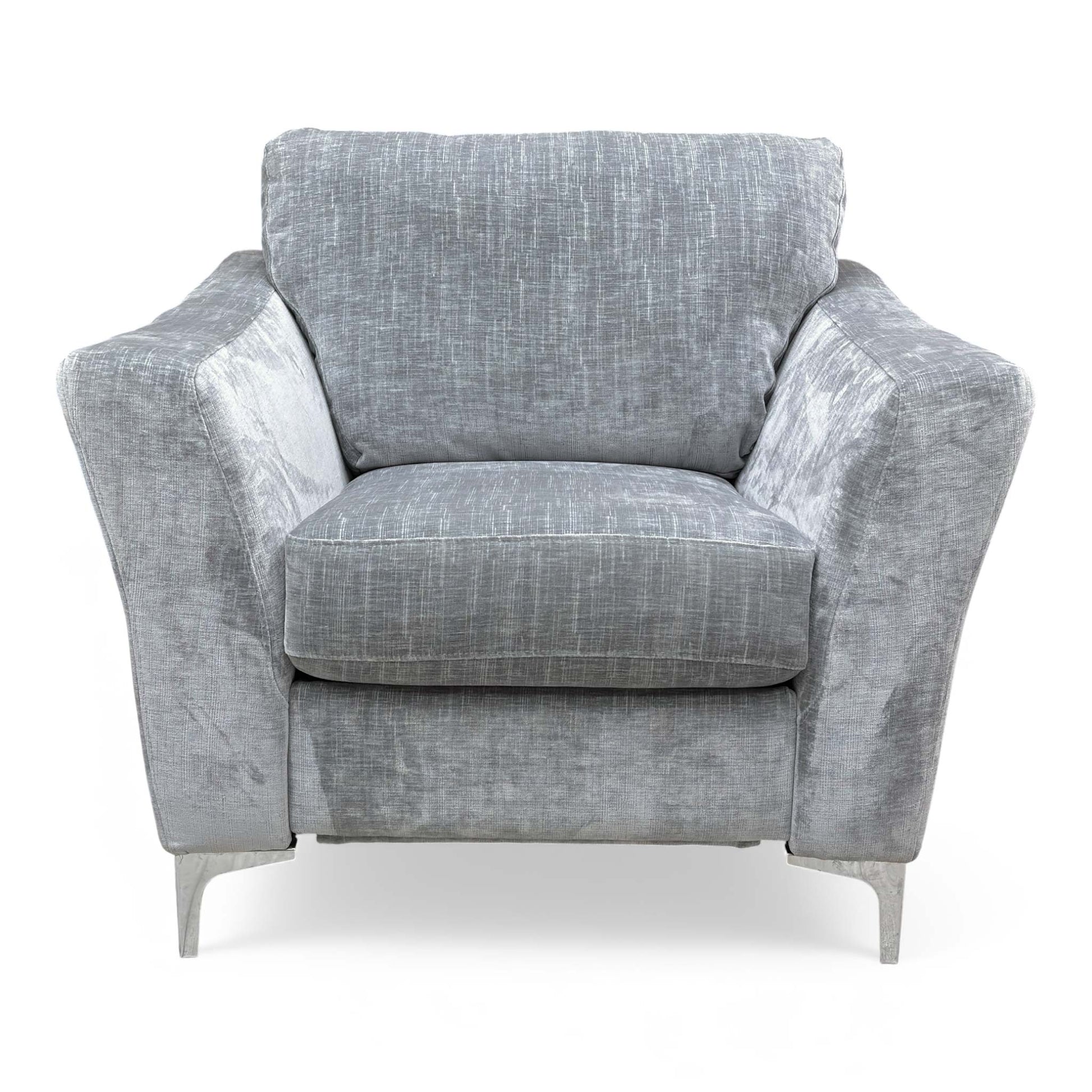 Full frontal view of the chair in an upright position.