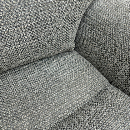 Close-up of the premium duck egg woven fabric upholstery.