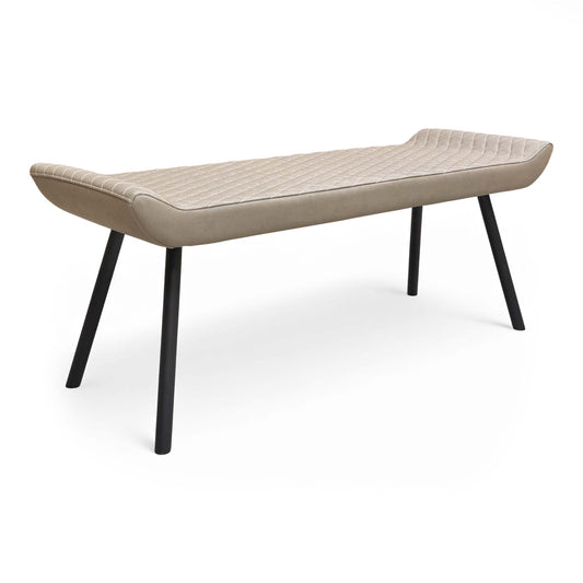 Full view of the 'Ion' Light Brown Faux Leather Low Dining Bench.