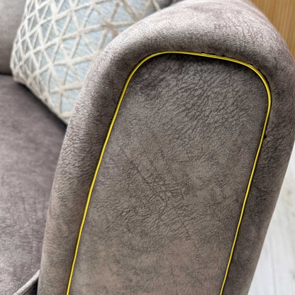 Side profile view of the 'Mariah' Dapple Chocolate Velvet Classic Back 2 Seater Sofa.