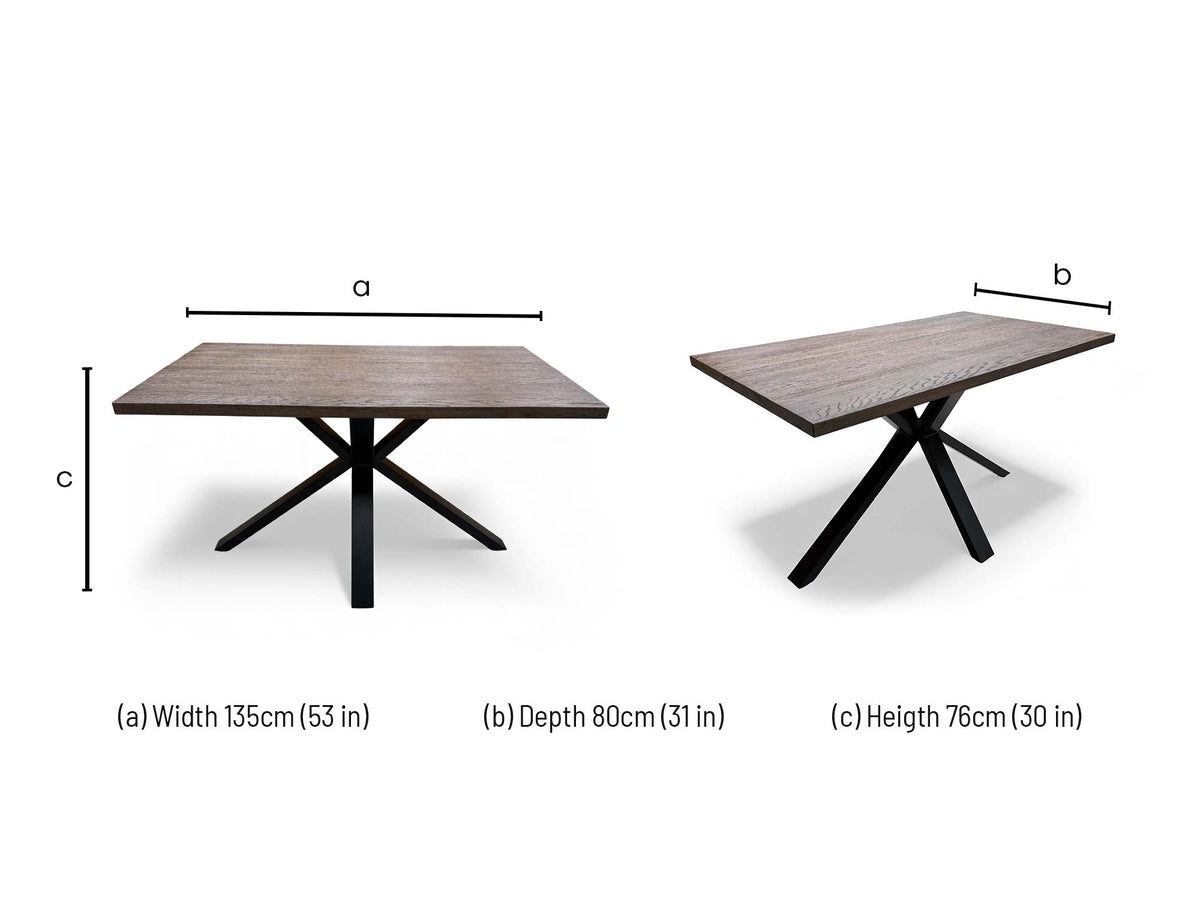 Mars dark oak 135cm fixed dining table dimensions: width 135cm, depth 80cm, height 76cm