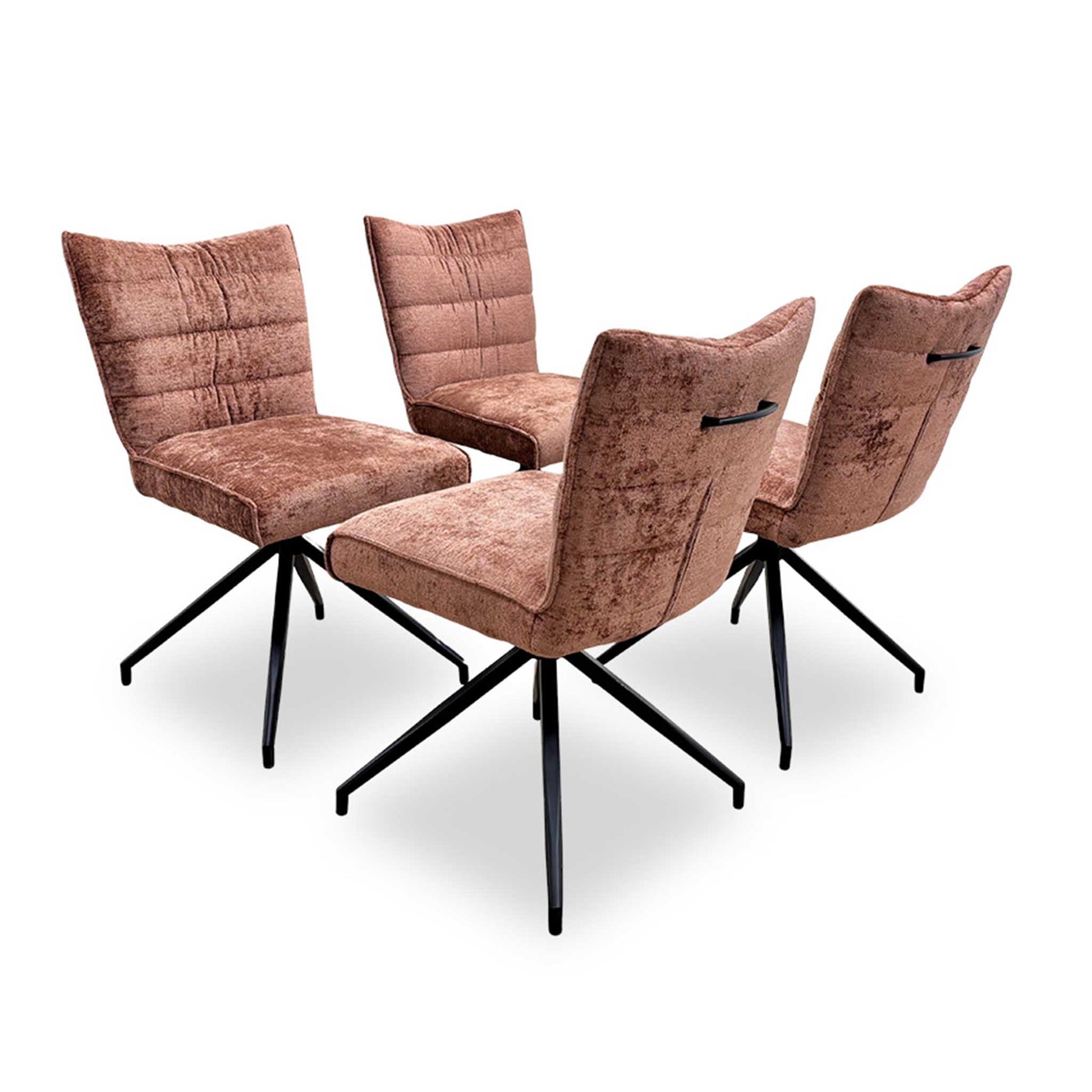 'Saturn' Solid Oak Compact 135cm Fixed Dining Table with Rust Sumptuous Velvet Dining Chairs - Set of 4 Furniture Village